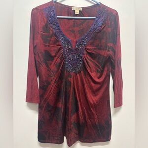 Vintage Red and Black grunge goth Long Sleeve Top